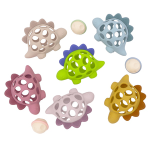 BPA Free Baby Silicone Teether Dinosaur <b>Chew</b> Toy With Textured <b>Gum</b> Surface Sensory Teething Toy For Babies OEM Wholesale - Product Image 1