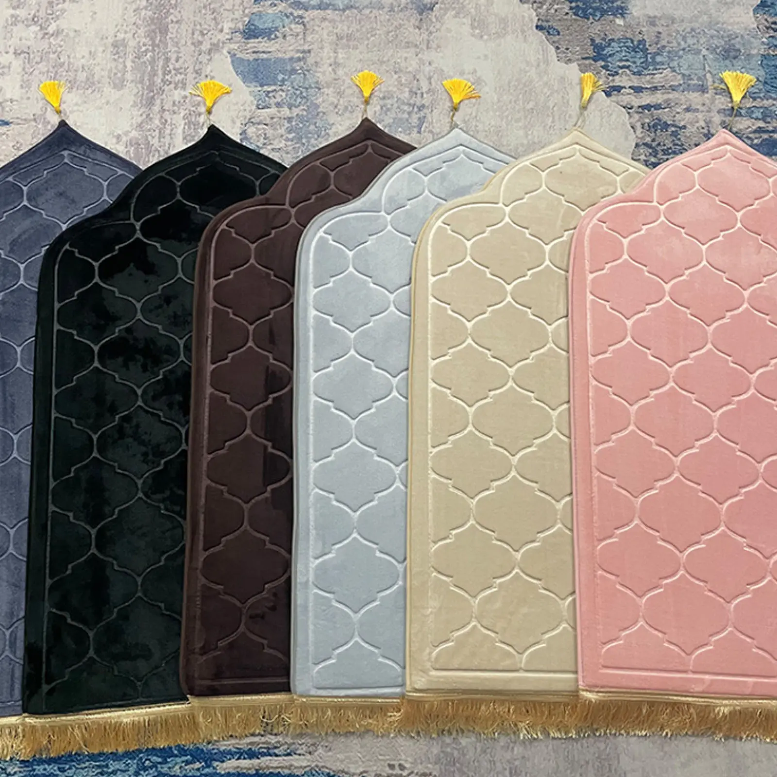 2023 дешевый молитвенный коврик для мусульманской Рамадана фланелевый ковер для поклонения на колени тисненые напольные коврики молитвенный коврик