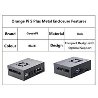 GeeekPi Orange Pi 5 Plus Boîtier métallique intégré avec ventilateur de 40mm et 4 dissipateurs thermiques pour 4GB/8GB/16GB