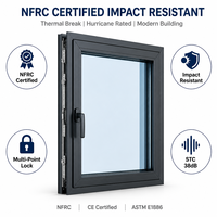 Fenêtre oscillo-battante en aluminium certifiée NFRC CE, à rupture de pont thermique, double vitrage, résistante aux chocs, micro-ventilation, pour salle de bain moderne