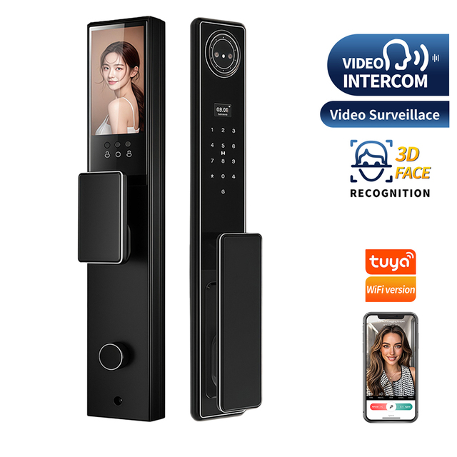 Premium Quality Metal Sets Biometrics Fingerprint Face Visible House Smart Front Door Lock with Camera