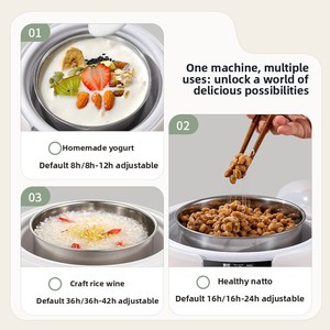 Machine à <span class=keywords><strong>Yaourt</strong></span> et Natto Électrique Intelligente en Acier Inoxydable, Multifonctionnelle, Entièrement Automatique, pour Usage Domestique, Petite et Compacte, avec Fonction de Fabrication de Vin de Riz - Product Image 3