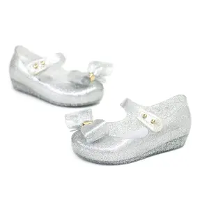 Sandálias infantis gelatina, sapatos infantis de princesa pvc brilhante, sapatos de gelatina, para meninas, uso ao ar livre, verão