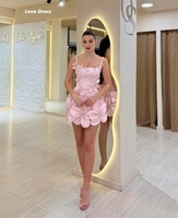 Robes de soirée courtes personnalisables, bretelles fines, élégantes et chics, pour femmes, robes de bal formelles pour fêtes, fleurs 3D