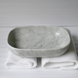 Escurridor de grifo Rectangular de mármol blanco Cararra moderno, accesorio de baño de piedra pulida, muebles de lavabo - Product Image 1