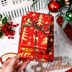 Red Christmas <b>Wrapping</b> <b>Paper</b> Gold Foil Reindeer Tree 17 In X 33 Ft Roll Gift Craft Recyclable - Product Image 5
