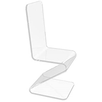 Chaise blanche en plexiglas, magnifique présentoir en bois massif, fauteuil en plexiglas, Transparent