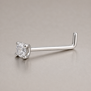 <span class=keywords><strong>Piercing</strong></span> al <span class=keywords><strong>Naso</strong></span> a L in <span class=keywords><strong>Argento</strong></span> <span class=keywords><strong>925</strong></span> con Moissanite Bianca Micro Pavé, Ipoallergenico, Colore D VVS1, Gioiello Scintillante - Product Image 6