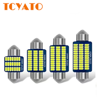 TCYATO Lampu Indikator Interior LED Model T10 31mm 36mm 39mm 41mm C5W Lampu Bunga 10V-30V Suhu Warna 6000k