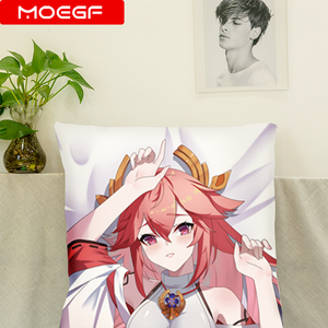 Vente en gros de coussins longs Dakimakura pour dormir, coussins à câliner personnalisés, 19x59 pouces, Genshin Impact Yae Miko - Product Image 2