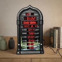Reloj de Pared Islámico para Oración con Alarma de Sonido de Azan Completa, Calendario Hijri y Gregoriano, Pantalla de Temperatura, Brillo Automático