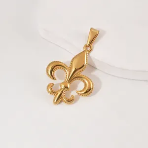 Waterproof Fleur De Lis Pendant Flower Jewelry Stainless Steel 18k Gold Plated Iris Charm Pendant For Women Girls Jewelry Making