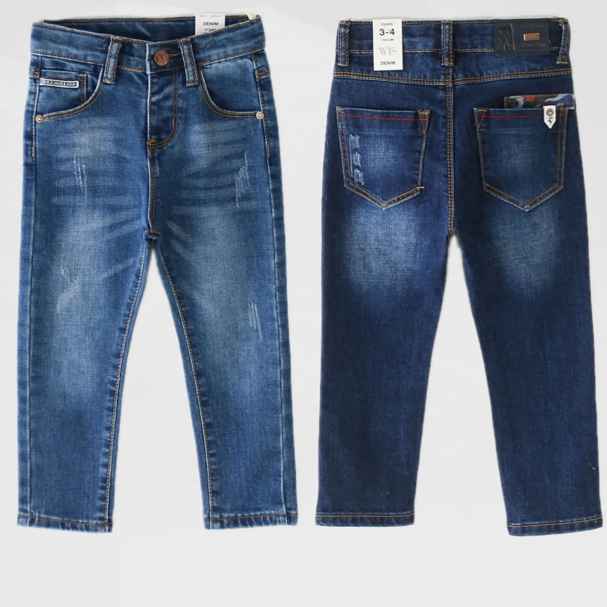 2 -10 T wholesale Casual Retro Children Baby Overalls Wear Kids Boys Blue Jeans Denim Pants