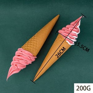 Realistic Music Plastic Ice Cream 26cm Bracket Model Matcha Sweet Mango Soft Serve Machine Display Window <b>Waffle</b> <b>Cone</b> Fake Food - Product Image 4