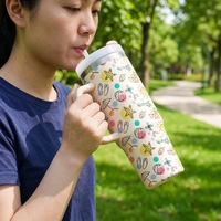 Gobelet de voyage en acier inoxydable à double paroi de haute qualité OEM 40 oz, gobelet isotherme en métal avec poignée