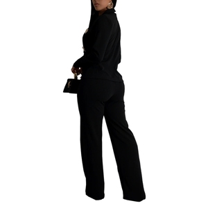 ชุดเซ็ตสองชิ้น เสื้อแขนยาวสีพื้น กางเกงขายาว สำหรับผู้หญิง แฟชั่นมาใหม่ - Product Image 2