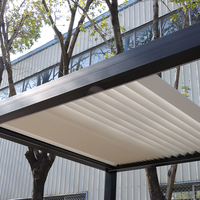 Pergola Bioclimatique Motorisée Rétractable LED Étanche avec Lames Orientables Automatiques, Design Moderne, Toit de Gazebo Extérieur en Aluminium