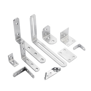 ASQ Support d'angle en acier inoxydable 90 degrés en forme de L pour meubles et armoires, connecteur de renforcement durable, finition brossée - Product Image 2