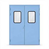 Porte industrielle moderne en acier à double ouverture, robuste, avec panneau de verre visible, bien étanche, pour salle blanche, vente directe usine OEM/ODM