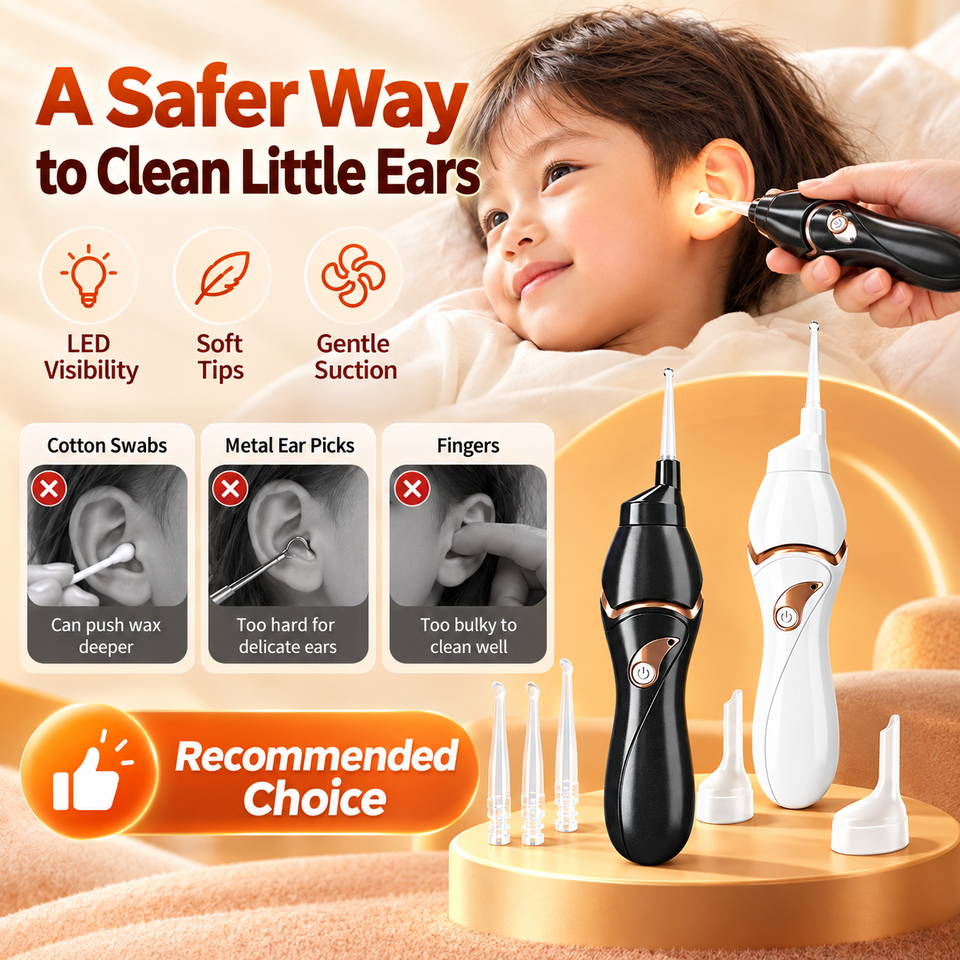 Rechargeable Electric Ear Wax Remover LED Light Vacuum Cleaner Soft ...