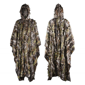 KIANG Jeu de guerre 3D Feuilles feuillues Vêtements <span class=keywords><strong>Jungle</strong></span> Woodland Chasse Camo Poncho Cape - Product Image 1