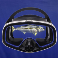 Miroir de surface de plongée intégré Masque de plongée Lunettes de chasse sous-marine Valve nasale ovale Len unique Lunettes de plongée en acier inoxydable SUS304