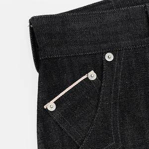 Jeans pour homme en denim brut non sanforisé 100% coton 15 oz à jambe large de style américain traditionnel OEM avec pli simple sur le devant et ourlet biaisé - Product Image 5