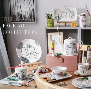 Assiettes en céramique à motifs linéaires artistiques pour une dégustation élégante et des accessoires de décoration intérieure, ensembles de vaisselle de luxe blancs, 72 pièces - Product Image 4