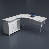 Bureau d'ordinateur en forme de L Bureau d'ordinateur Bureau à domicile Meubles PDG Président Bureau en verre de direction moderne