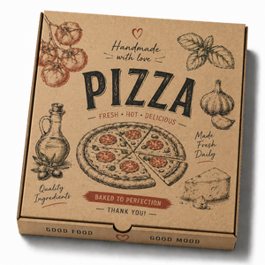Boîte à pizza en carton ondulé <span class=keywords><strong>jetable</strong></span> écologique avec logo personnalisé en gros pour l'emballage de la restauration rapide et des boulangeries - Product Image 5