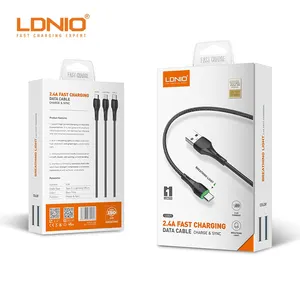 充电时电线电缆呼吸灯充电和同步数据线手机LDNIO快速充电线