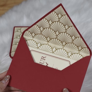 Red Envelope Wedding Invitation <b>Card</b> with Gold Foil Pattern Embossed Finish Cardboard & Kraft Paper Greeting <b>Card</b> - Product Image 4