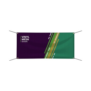 Custom Logo Printed Outdoor Windproof Rectangular Fabric Mesh Banner Event DR Promotional Flags & Banners
