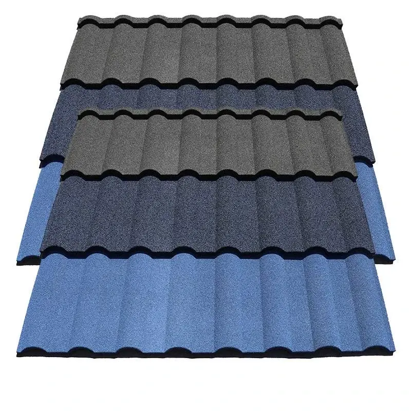 가장 부력 태양 전지 패널 타일 지붕 돌 코팅 금속 지붕 타일 블루 그레이 메트로 지붕 타일