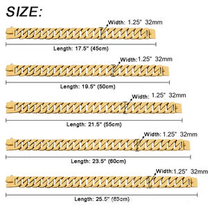 Collar de Acero Inoxidable Dorado de 32 mm para Perro, Collar de Acero de Titanio para Mascotas, Accesorio para Perros Grandes y Agresivos, Collar Duradero - Product Image 3