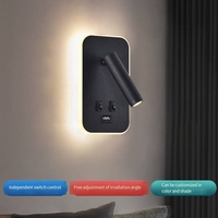 Lampe murale LED moderne en aluminium noir pour hôtel, lecture, USB/Type-C, température de couleur réglable pour chambre à coucher, salon, chevet