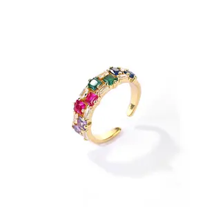Yi Xin ювелирные изделия, модные красочные циркониевые кольца, 14K позолоченные циркониевые кольца для подарка