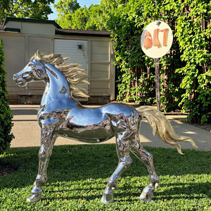 现代不锈钢全尺寸马雕塑雕像定制厂家直销批发庭院花园装饰铸造 - Product Image 1