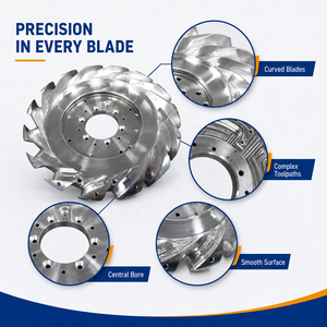 Rueda de Compresor de Turbina de Aluminio Mecanizada por CNC de 5 Ejes AS9100 de Alta Precisión Personalizada para la Industria Aeroespacial, Aviación o Cruceros - Product Image 2