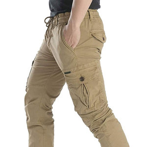 Pantalon cargo léger en coton respirant à taille mi-haute élastique avec plusieurs poches, style streetwear décontracté, service OEM - Product Image 5