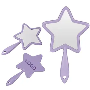 Toptan kişiselleştirilmiş özel etiket özel Logo yıldız şekli kozmetik makyaj el el aynası