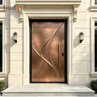 Porte d'entrée pivotante de luxe en aluminium moulé, sur mesure, moderne, avec gravure 3D en métal, pour villa et maison