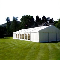 Tente de réception extérieure pour mariage, en tissu PVC blanc, structure en alliage d'aluminium, imperméable, modulaire quatre saisons, ouverture rapide