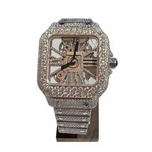 Montre en acier inoxydable Iced Out VVS Moissanite pour homme, montre-bracelet de luxe, bijoux Hip Hop - Product Image 1