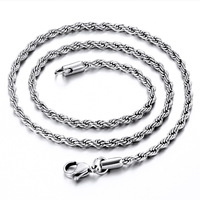 Collier en Chaîne Corde en Acier Inoxydable Tendance, Étanche, Largeurs 3/4/5/6mm, Chaînes Corde Torsadées pour Hommes et Femmes, Idéal pour la Fabrication de Colliers