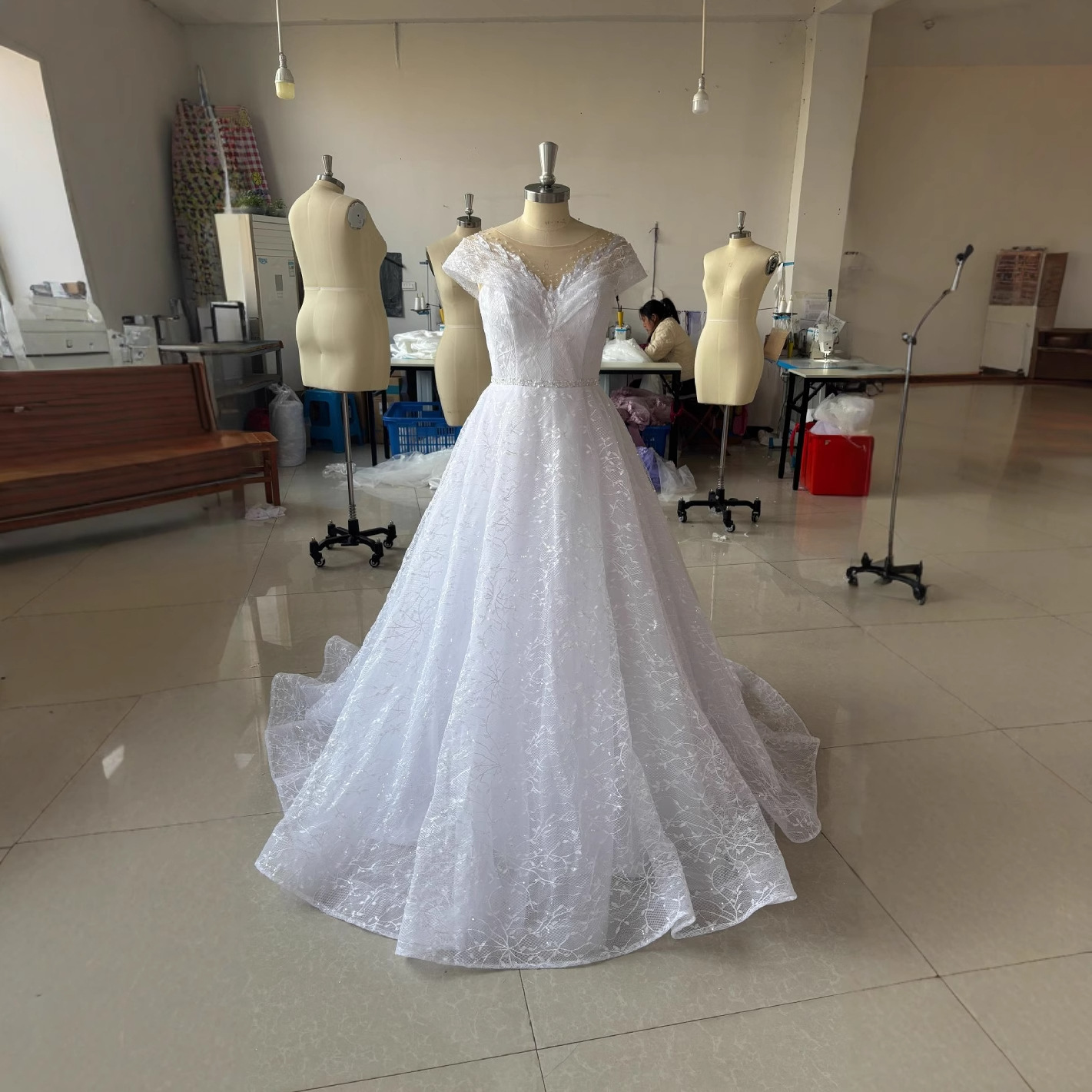 strapless open back dress White Plus Size Mermaid Prom Dress One Shoulder Cutout Beaded Pearl Crystal  Bodice High Split Chapel Train