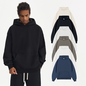 Sudadera con capucha de lana con estampado personalizado bajo demanda para hombre, sudaderas con capucha de gran tamaño de 450g sin cordón - Product Image 1