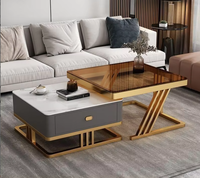 Table basse moderne minimaliste en pierre pour salon, avec rangement rétractable et design pliable, mobilier Salontafel, plateau en dalle de pierre OEM