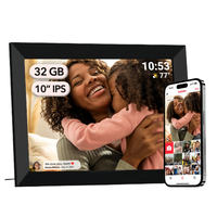 Bingkai Foto Digital Layar Dinding WIFI Memori 32GB 10 Inci Hitam dengan Putar Video Berulang