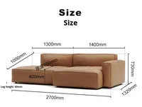Canapé de luxe en cuir pleine fleur huilé et ciré, canapé modulaire italien minimaliste en forme de bloc de tofu, sièges en cuir premium pour projets
